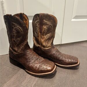 Dan Post Men’s Alamosa Exotic Brown Ostrich Leather Cowboy Certifi Boots - Men's